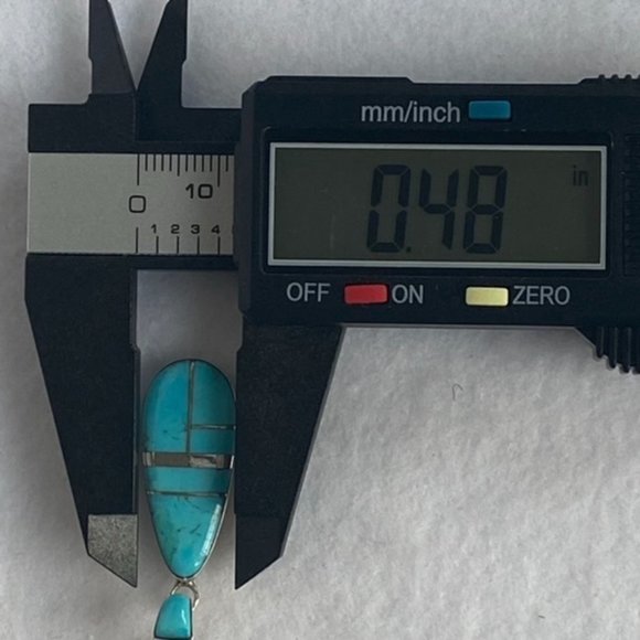 Sterling Silver Inlay Turquoise Teardrop Pendant n - Picture 10 of 14